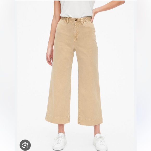GAP High Rise Wide Leg Crop Khaki Chinos - Picture 2 of 7